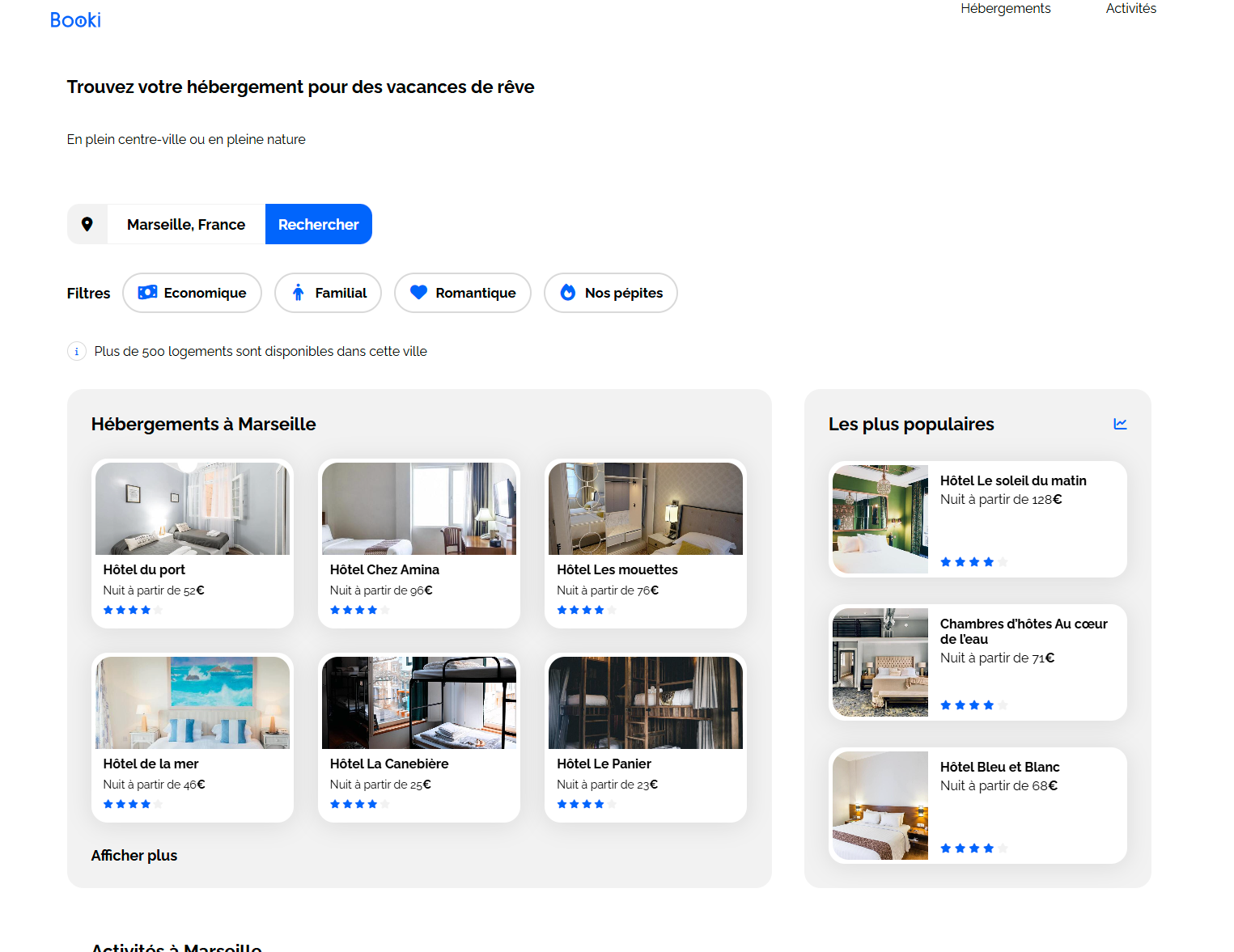 Page d'accueil du site Booki
